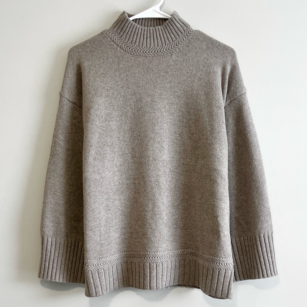 Tahari Oversized Turtleneck Wool Blend Sweater